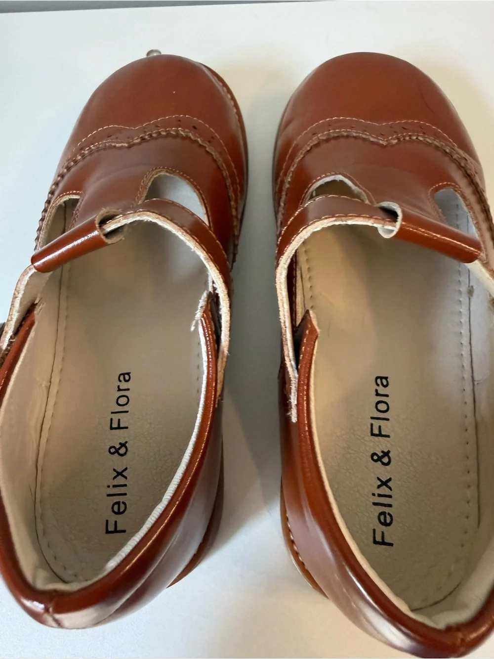 Felix & Flora Brown Leather Kids Mary Janes